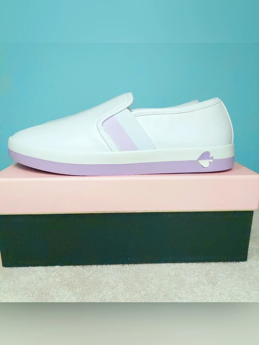 Kate Spade NY White & Lavender Loafer Sneakers Womens Size 9.5 NWT Preppy Office